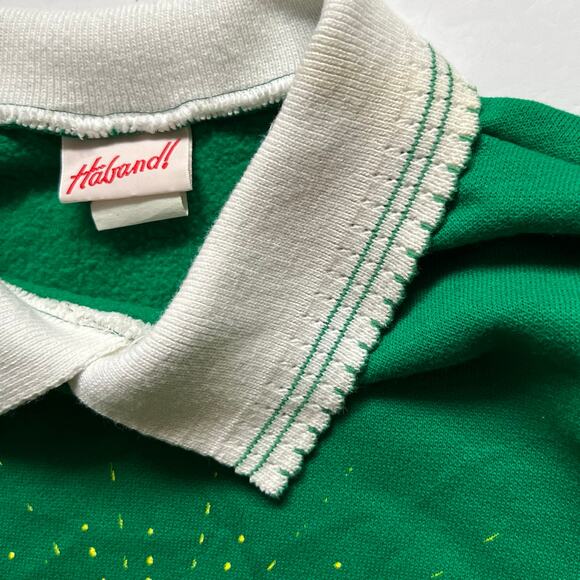 Vintage Grannycore Winter Snow Star Holidays Collared Christmas Sweatshirt M USA - Picture 7 of 8